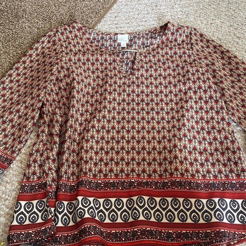Cover stitched blouse M